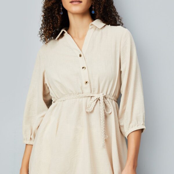 Women's Solid Shirt Collar Tunic