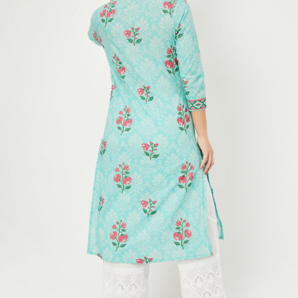 Women Floral Printed Straight Kurta - Image 3