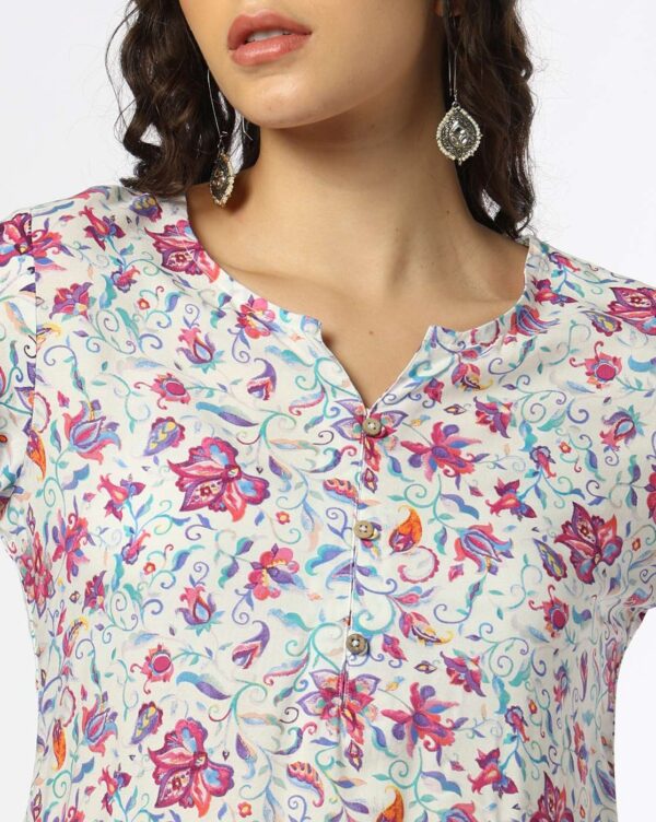 Women Floral Print Straight Kurta - Image 2
