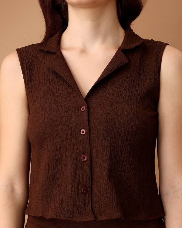 Women Slim Fit Top with Button-Closure - Image 5