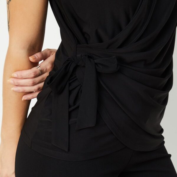Women's Solid V-Neck Sleeveless Wrap Top - Image 3