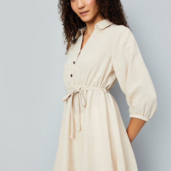 Women's Solid Shirt Collar Tunic - Image 4