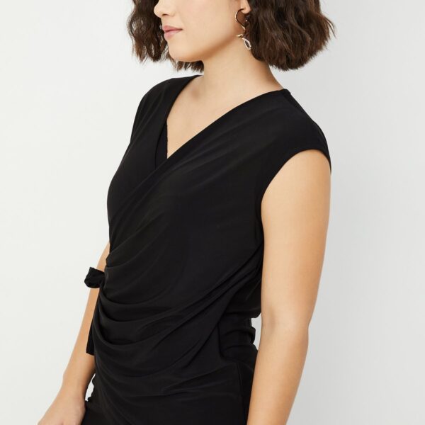 Women's Solid V-Neck Sleeveless Wrap Top - Image 6