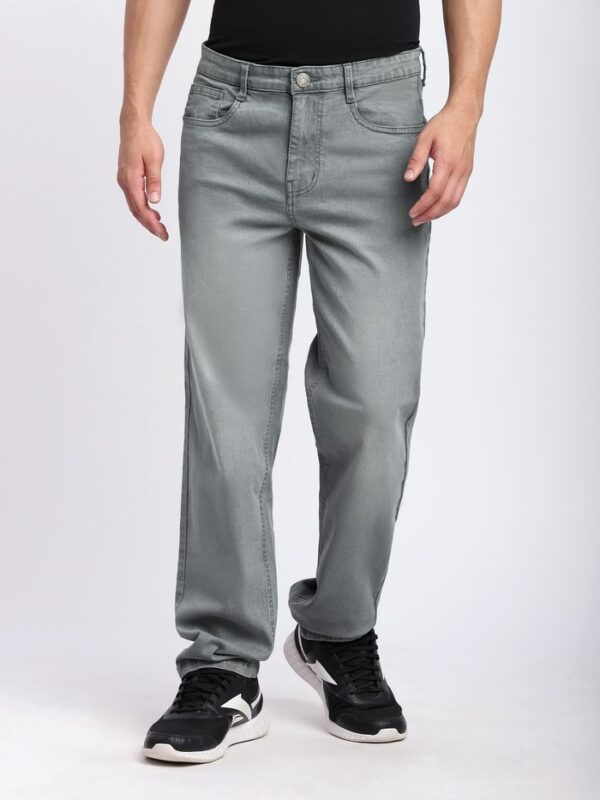 Light Grey Faded Regular Fit Jeans - Image 3