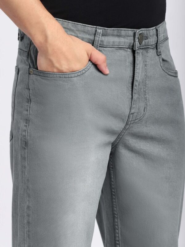 Light Grey Faded Regular Fit Jeans - Image 4