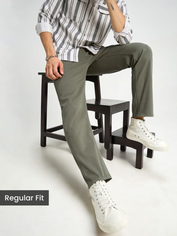 Light Olive Green Regular-fit Trousers - Image 5