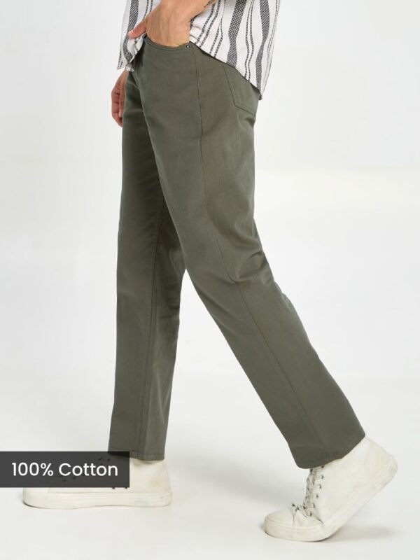 Light Olive Green Regular-fit Trousers - Image 3
