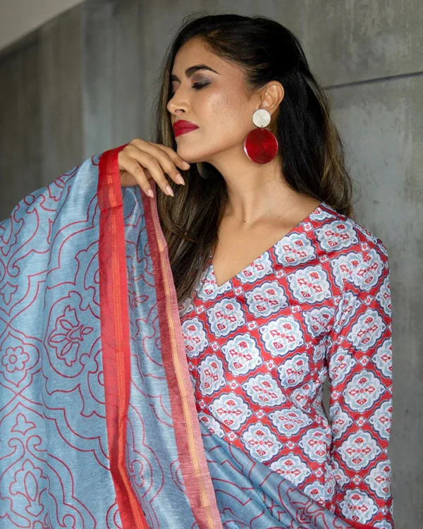 Women Red Arabesque Suit Set